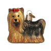 Yorkie Dog Glass Ornament