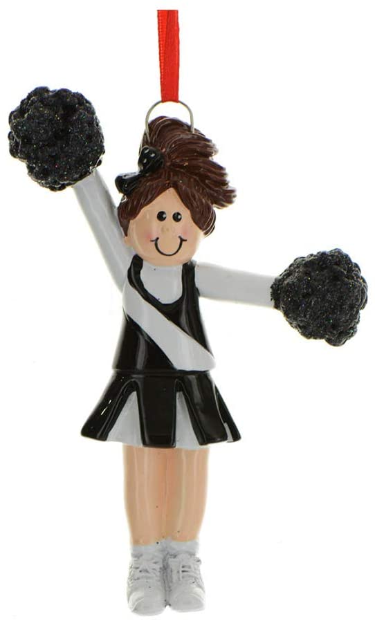 Cheerleader In Black White Brown Hair Ornament Winterwood Gift