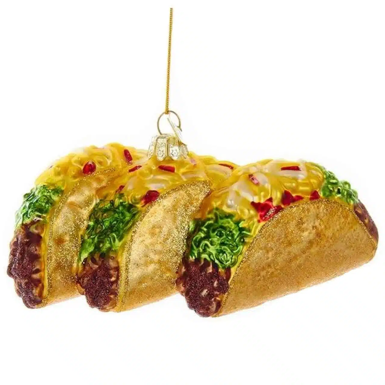 3 Taco Glass Ornament